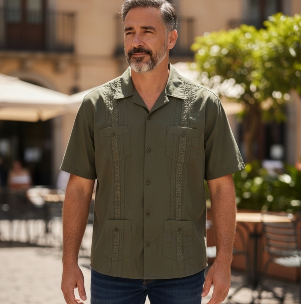 Lada Men's Stylish Classic Olive Shirt